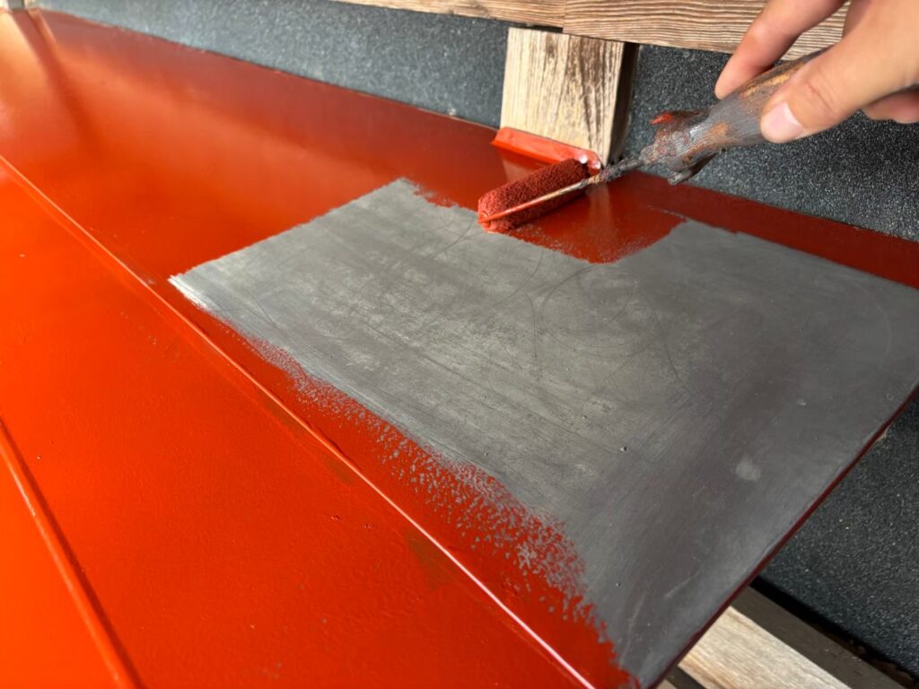 母屋　玄関前　下塗り